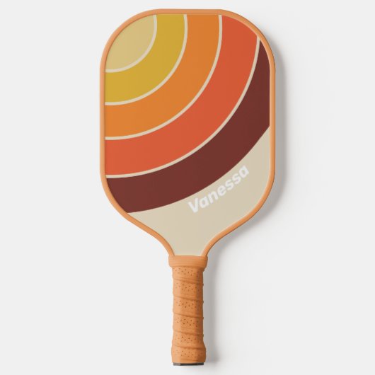 Retro cirkelstreep met naam pickleball paddle (Voorkant)