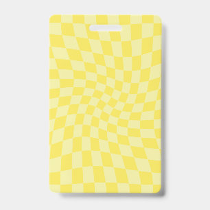 Retro Citroen Geel Pastel Vervormd Schaakbord Badge
