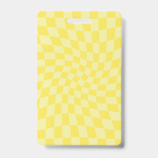Retro Citroen Geel Pastel Vervormd Schaakbord Badge (Voorzijde)