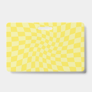 Retro Citroen Geel Pastel Vervormd Schaakbord Badge