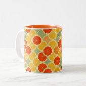 Retro Citrus Fruit Cheerful Tweekleurige Koffiemok (Voorkant links)