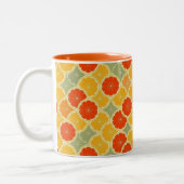 Retro Citrus Fruit Cheerful Tweekleurige Koffiemok (Links)