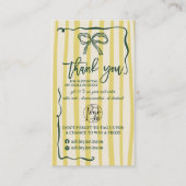 Retro Citrus Green Bow Logo QR Thank You Order Visitekaartje (Voorkant)