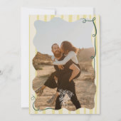 Retro Citrus Green hand drawn photo wedding Save The Date (Achterkant)