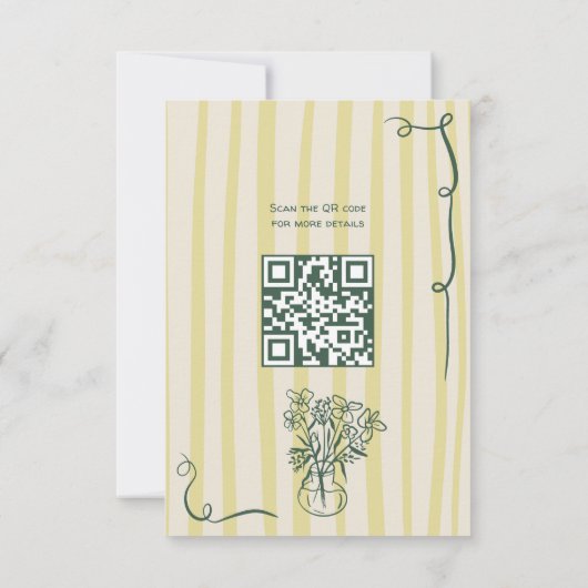 Retro Citrus Green hand drawn wedding QR RSVP Kaartje (Achterkant)