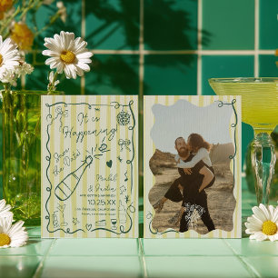 Retro Citrus Groen handgetekende foto bruiloft Save The Date