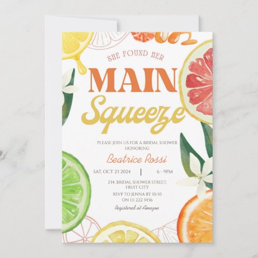Retro Citrus Main Squeeze Summer Vrijgezellenfeest Kaart (Voorkant)