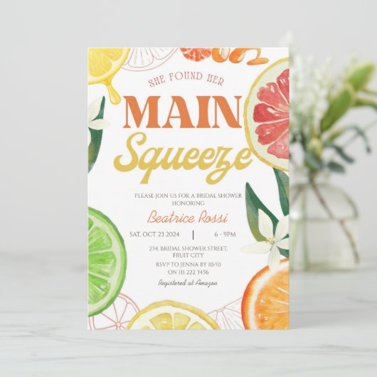 Retro Citrus Main Squeeze Summer Vrijgezellenfeest Kaart (Staand voorkant)