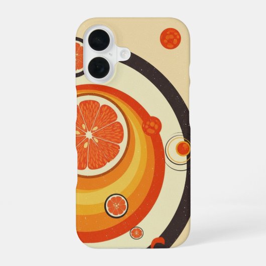 Retro Citrus Orbit iPhone 16 Hoesje (Achterkant)