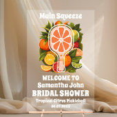 Retro Citrus Pickleball Vrijgezellenfeest Welkom Acryl Bord