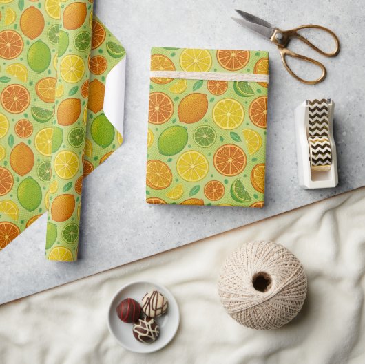 Retro Citrus Pop Art Gift Wrap Cadeaupapier (Crafts)