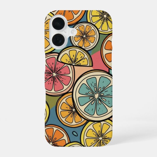 Retro Citrus Schijf iPhone 16 Hoesje (Achterkant)