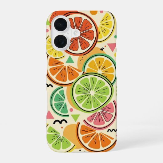 Retro Citrus Schijf iPhone 16 Hoesje (Achterkant)