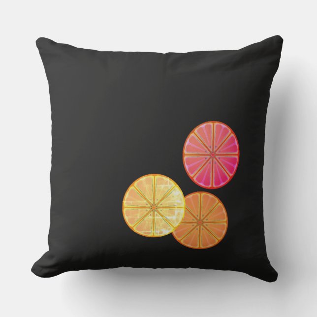 Retro Citrus Sneden Worp Kussen (Voorkant)