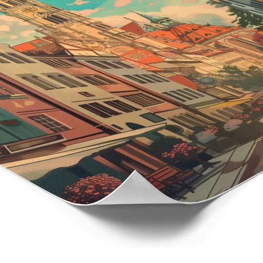 Retro City München Duitsland Poster (Hoek)