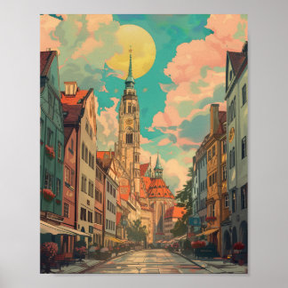 Retro City München Duitsland Poster