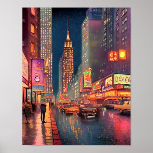 Retro City Street Lights Urban Art Poster (Voorkant)