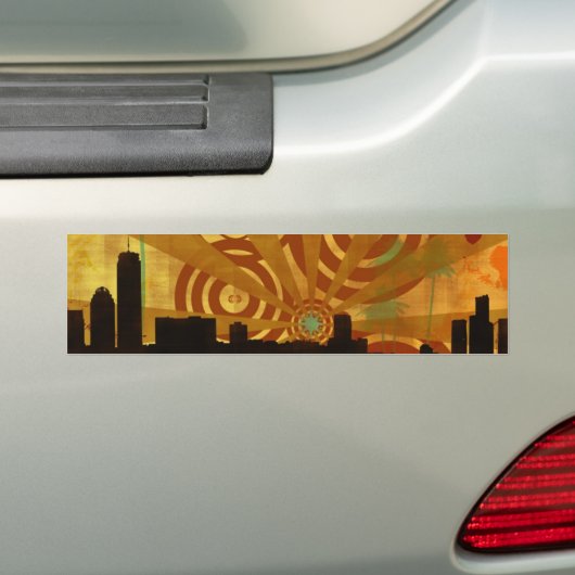retro cityscape bumpersticker (Op auto)