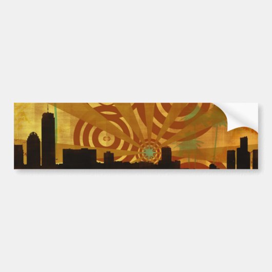 retro cityscape bumpersticker (Voorkant)