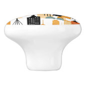 Retro Cityscape Zwart Wit Sinaasappel Keramische Knop (Zijkant)