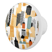 Retro Cityscape Zwart Wit Sinaasappel Keramische Knop (Rechts)