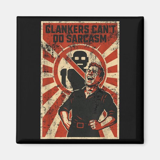 Retro Clanker Can't Do Sarcasm Funny Robot Ster  Magneet (Voorkant)