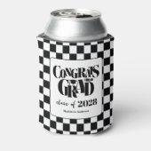 Retro Class of Congrats Graduation Black And White Blikjeskoeler (Blikje Achterkant)