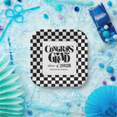 Retro Class of Congrats Graduation Black  Papieren Bordje (Feest)