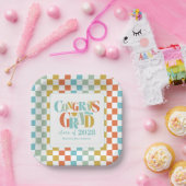 Retro Class of Congrats Graduation   Papieren Bordje (Feest)