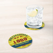 Retro Class Reünie met sterren tekst toevoegen Ronde Kartonnen Onderzetter (Insitu)