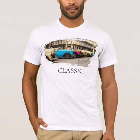 *~* Retro Classic  Antiek Kleurrijke Auto's T- T-shirt (Voorkant)