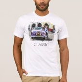 *~* Retro Classic  Antiek Man Leaning Car T-shirt (Voorkant)
