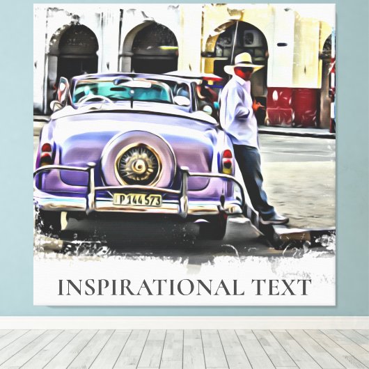 *~* Retro Classic Auto  Antiek Man Canvas Afdruk (Insitu (Houten vloer))