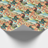 Retro Classic Beach Pin Up Cadeaupapier (Hoek)