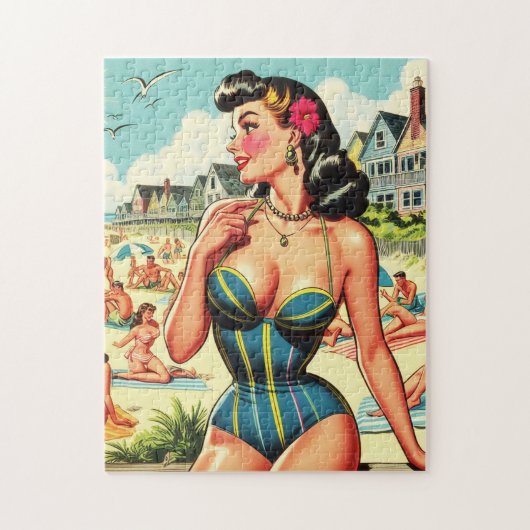 Retro Classic Beach Pin Up Legpuzzel (Verticaal)