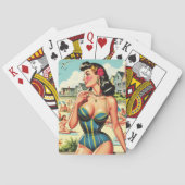 Retro Classic Beach Pin Up Pokerkaarten (Achterkant)