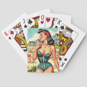 Retro Classic Beach Pin Up Pokerkaarten