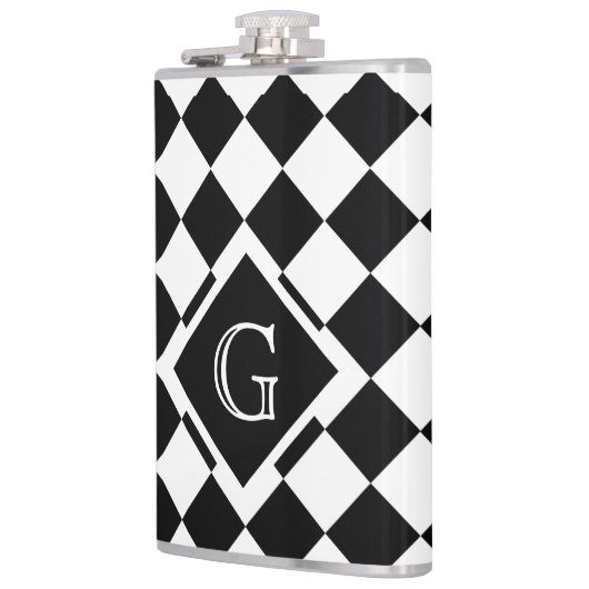 Retro Classic Black White Triangle Square Monogram Heupfles (Links)