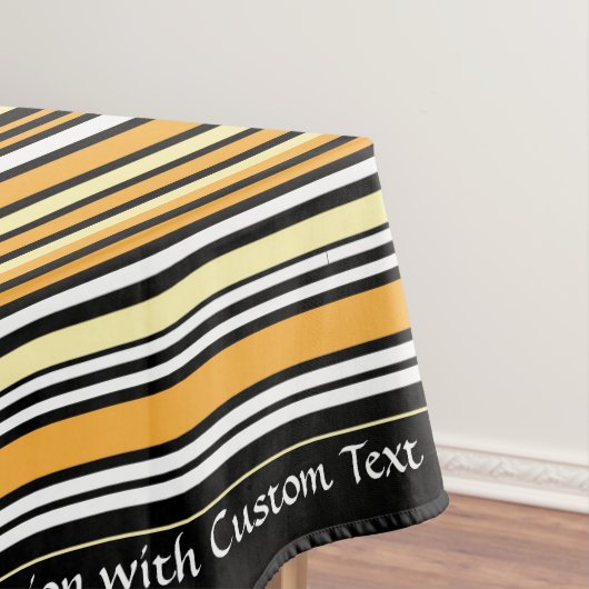 Retro Classic Black Yellow Stripe gepersonaliseerd Tafelkleed (Voorbeeld)
