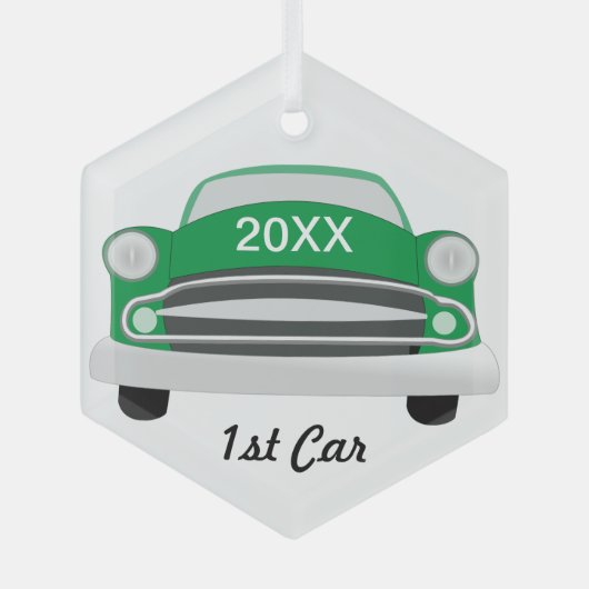 Retro Classic Car 1st Car Keepomwille Glas Ornament (Voorkant)