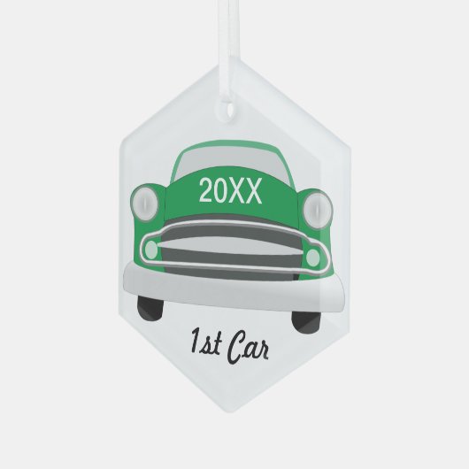 Retro Classic Car 1st Car Keepomwille Glas Ornament (Voorkant links)