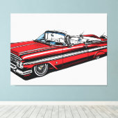Retro Classic Convertible Side Pop Art  Canvas Afdruk (Insitu (Houten vloer))