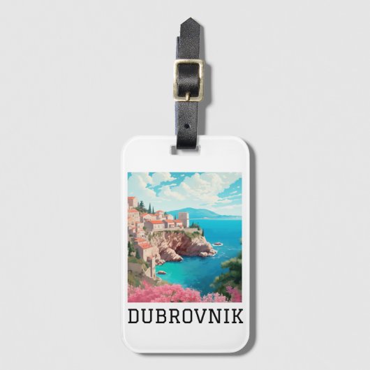 Retro Classic Dubrovnik Kroatië Bagagelabel (Voorkant (verticaal))