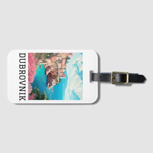 Retro Classic Dubrovnik Kroatië Bagagelabel (Voorkant (horizontaal))