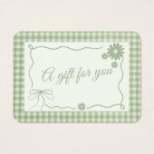 Retro Classic Green Plaid lint Bloem Gift Kaart (Voorkant)
