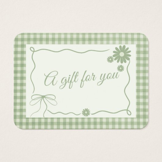 Retro Classic Green Plaid lint Bloem Gift Kaart (Voorkant)
