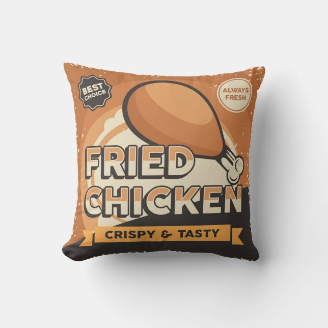 Retro  Classic Grunge Fried Chicken Kussen (Voorkant)