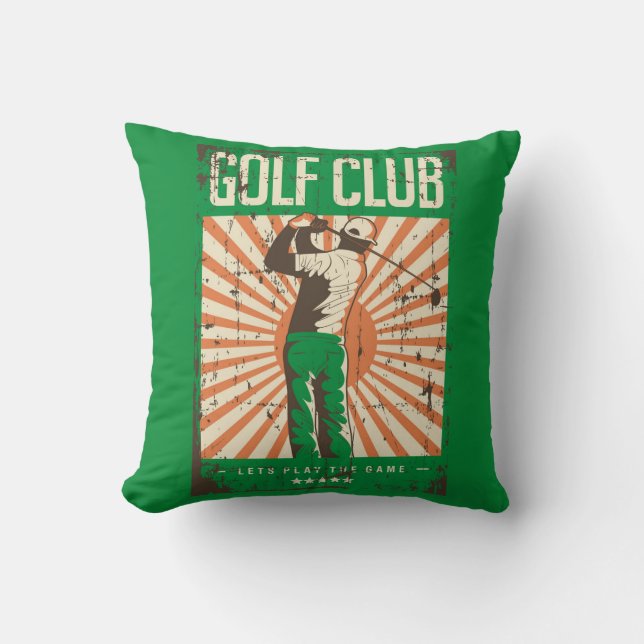 Retro  Classic Grunge Green Golfer Kussen (Voorkant)