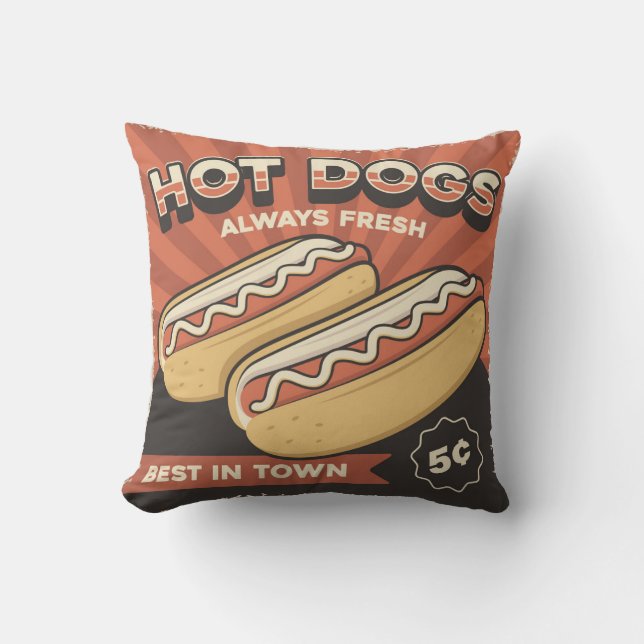 Retro  Classic Grunge twee hotdogs Kussen (Voorkant)