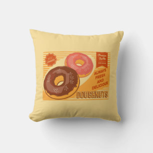 Retro Classic Grunge Yellow Doughnut Kussen